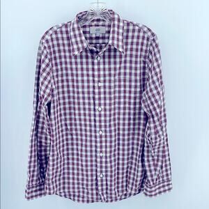 Jack Spade Bleeker Street plaid long sleep button up dress shirt sz M